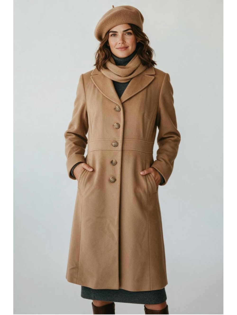 Women's Ann Taylor Wool Blend Coat, Size 8, Beige